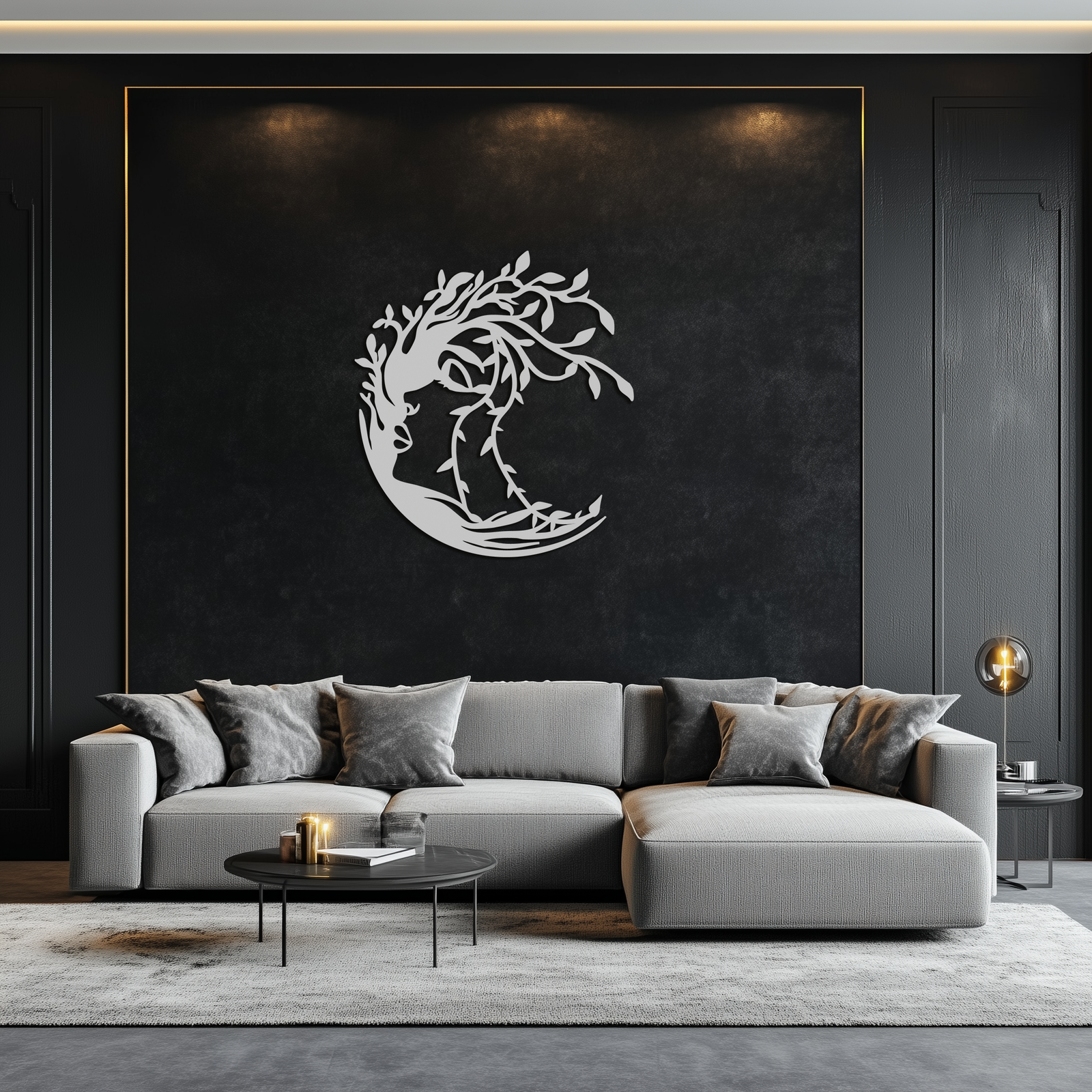 Tree Woman Silhouette Metal Wall Art – Nature-Inspired Feminine Design for Home Decor- KAF680
