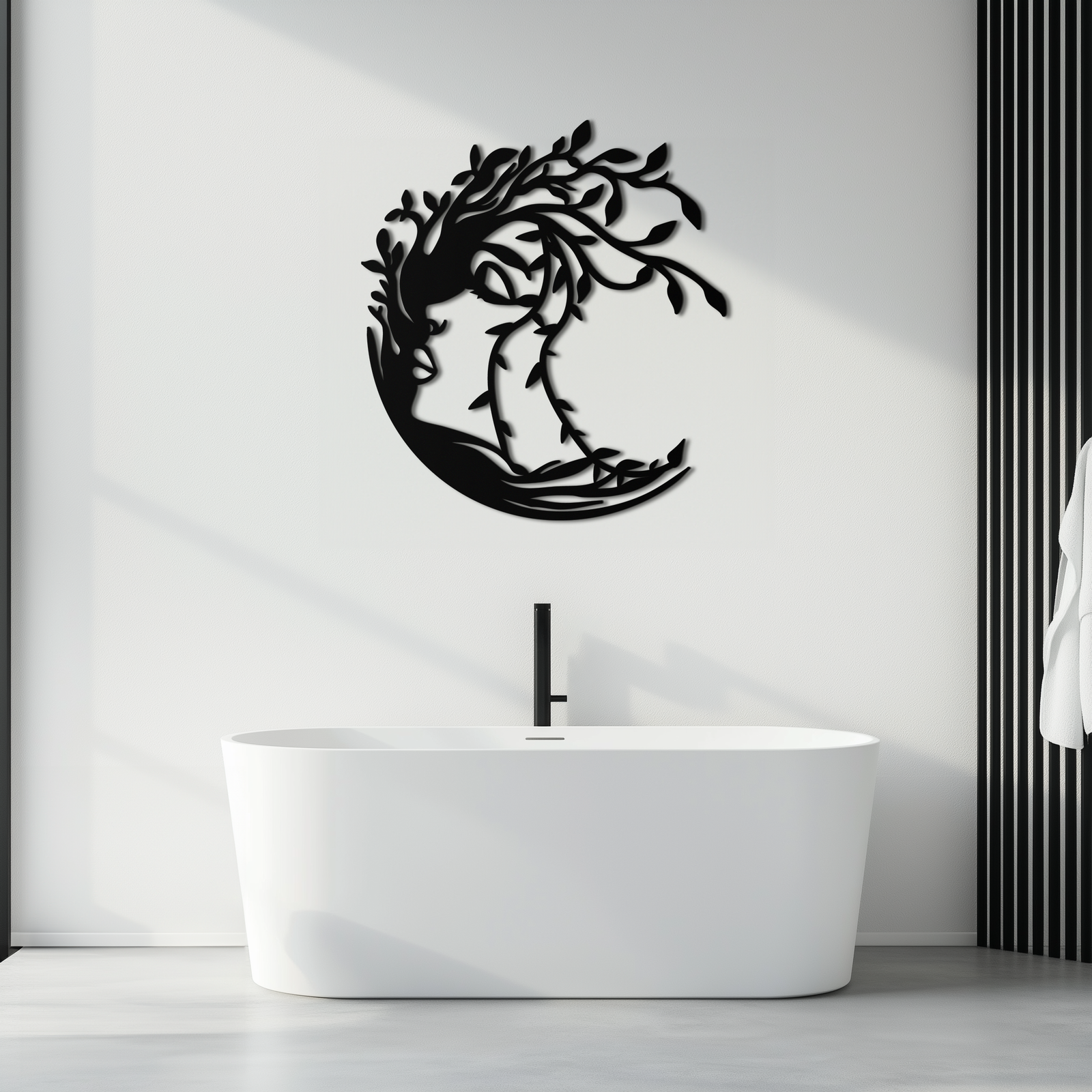 Tree Woman Silhouette Metal Wall Art – Nature-Inspired Feminine Design for Home Decor- KAF680