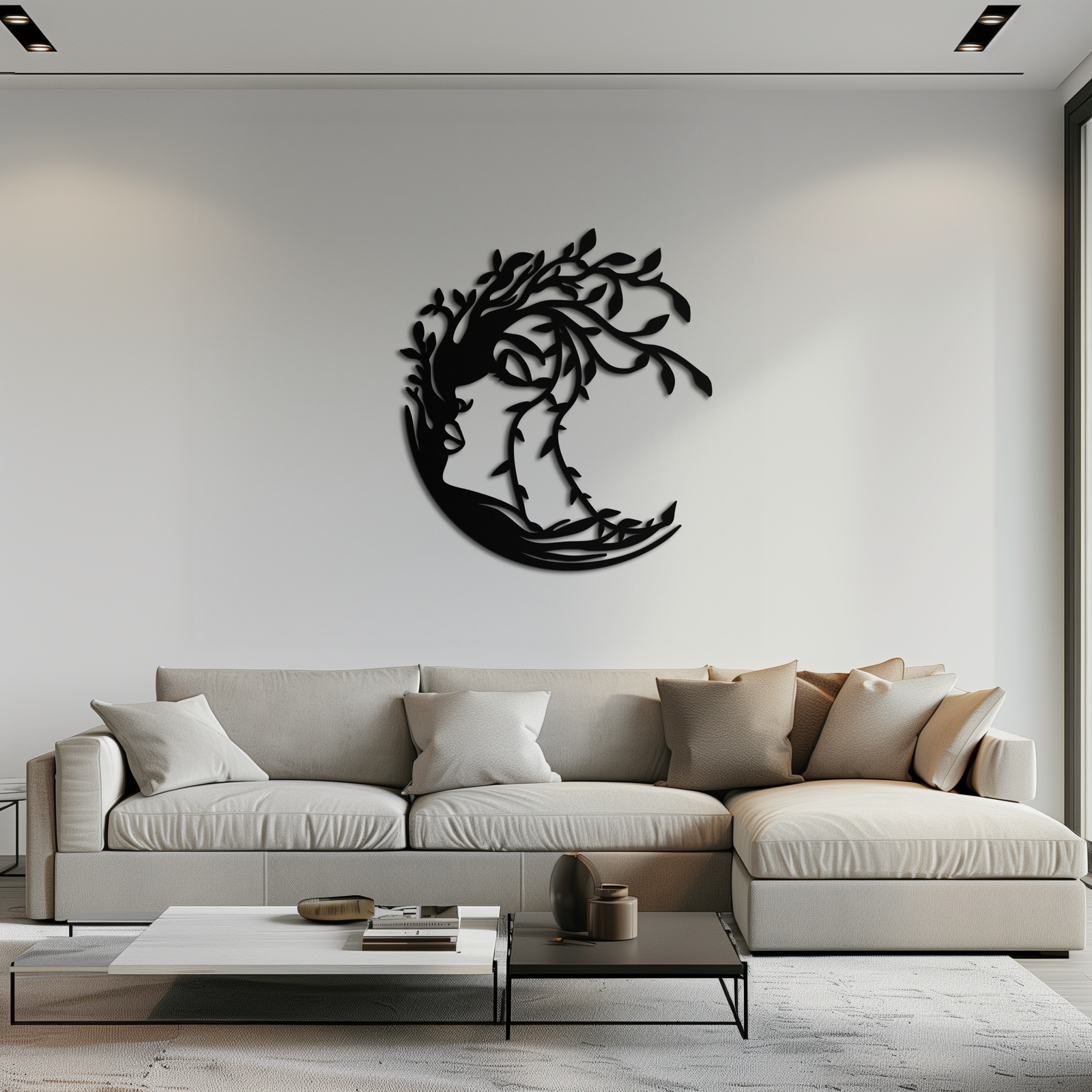 Tree Woman Silhouette Metal Wall Art – Nature-Inspired Feminine Design for Home Decor- KAF680