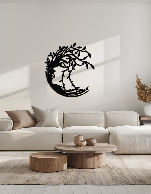 Load image into Gallery viewer, Tree Woman Silhouette Metal Wall Art – Nature-Inspired Feminine Design for Home Decor- KAF680
