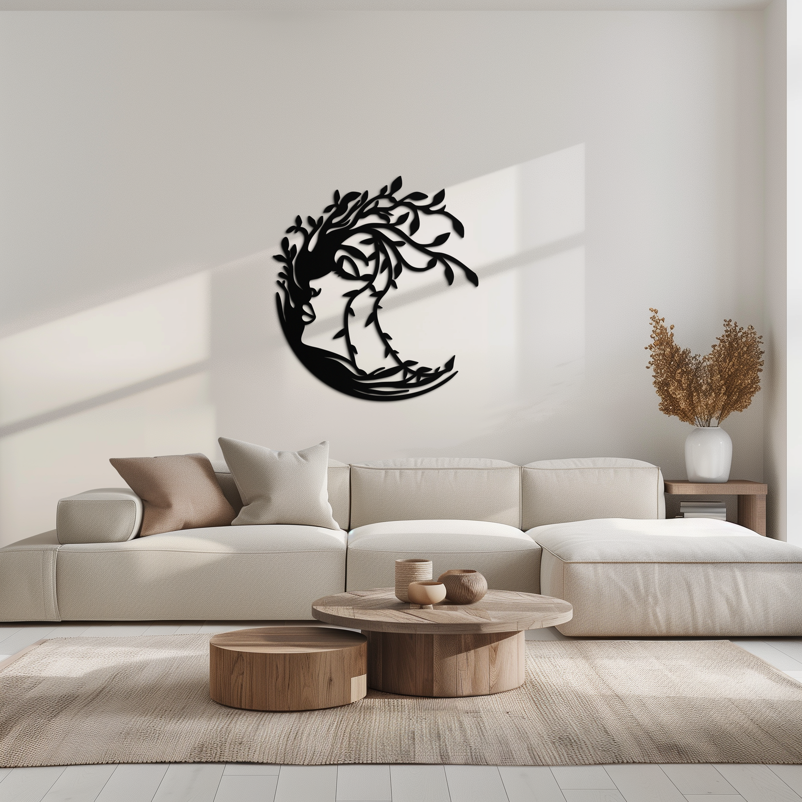 Tree Woman Silhouette Metal Wall Art – Nature-Inspired Feminine Design for Home Decor- KAF680