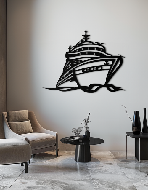 Resmi Galeri görüntüleyicisine yükleyin, Majestic Cruise Gemi Silüeti Metal Duvar Sanatı – Deniz Tutkunları İçin Deniz Dekoru- KAF682
