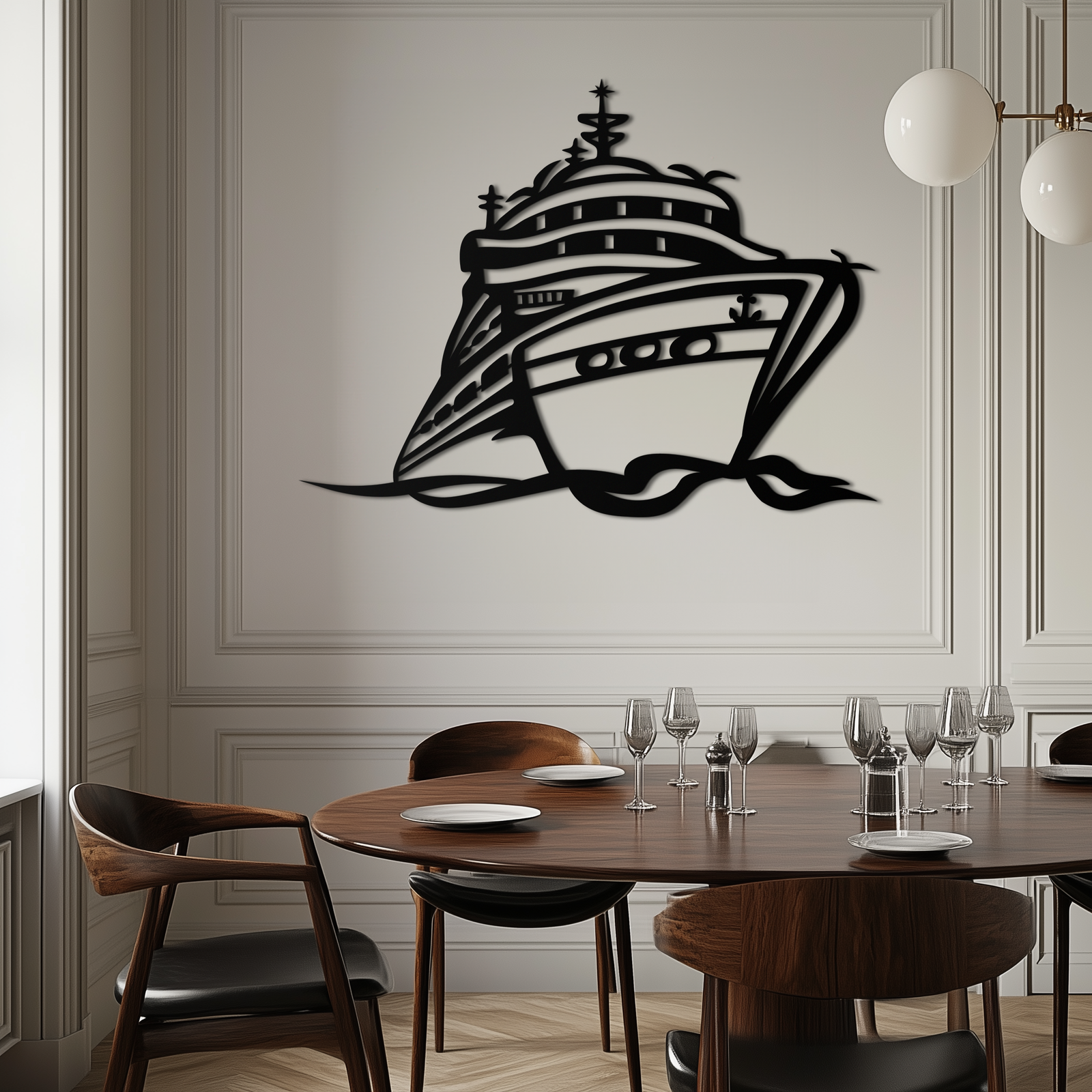 Majestic Cruise Gemi Silüeti Metal Duvar Sanatı – Deniz Tutkunları İçin Deniz Dekoru- KAF682