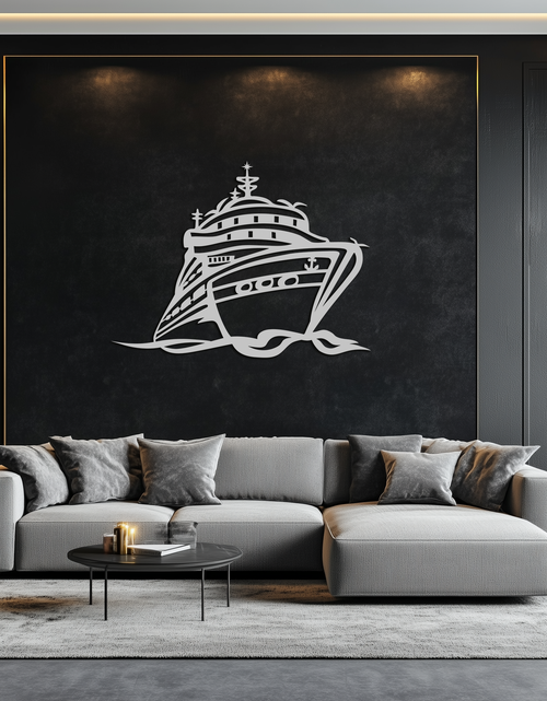 Resmi Galeri görüntüleyicisine yükleyin, Majestic Cruise Gemi Silüeti Metal Duvar Sanatı – Deniz Tutkunları İçin Deniz Dekoru- KAF682
