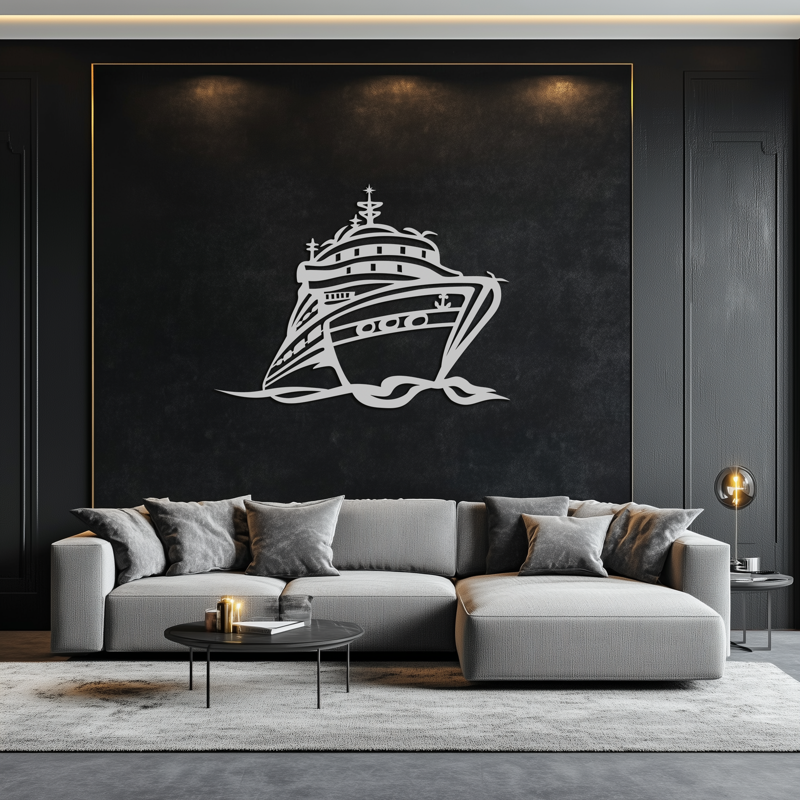 Majestic Cruise Gemi Silüeti Metal Duvar Sanatı – Deniz Tutkunları İçin Deniz Dekoru- KAF682