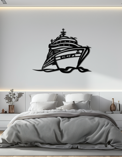 Resmi Galeri görüntüleyicisine yükleyin, Majestic Cruise Gemi Silüeti Metal Duvar Sanatı – Deniz Tutkunları İçin Deniz Dekoru- KAF682
