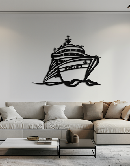 Majestic Cruise Gemi Silüeti Metal Duvar Sanatı – Deniz Tutkunları İçin Deniz Dekoru- KAF682