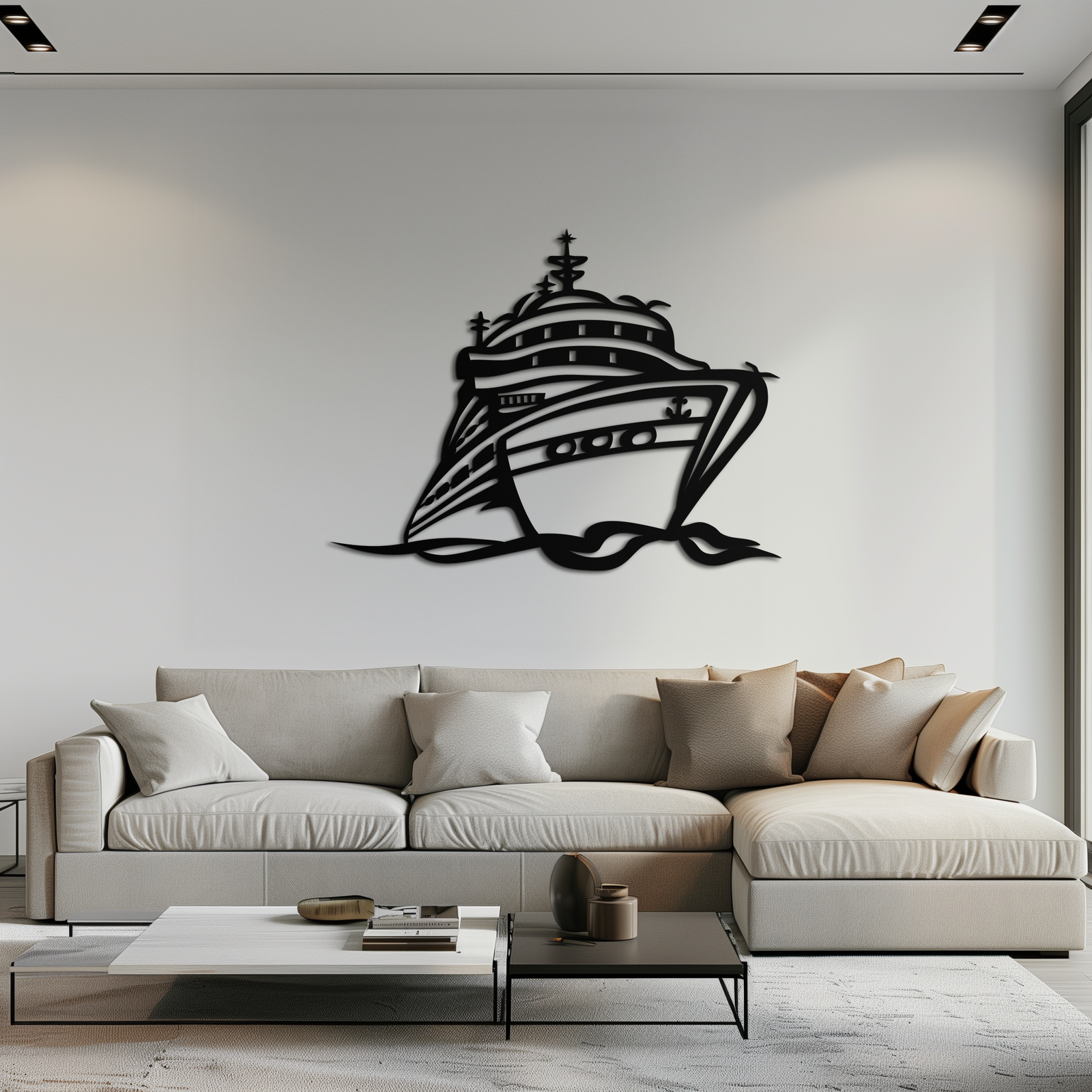 Majestic Cruise Gemi Silüeti Metal Duvar Sanatı – Deniz Tutkunları İçin Deniz Dekoru- KAF682