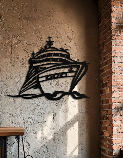 Resmi Galeri görüntüleyicisine yükleyin, Majestic Cruise Gemi Silüeti Metal Duvar Sanatı – Deniz Tutkunları İçin Deniz Dekoru- KAF682
