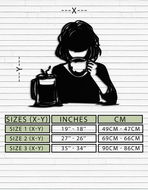 Load image into Gallery viewer, Coffee Girl Silhouette Metal Wall Art – Cozy Black Modern Home Decor for Coffee - KAF683
