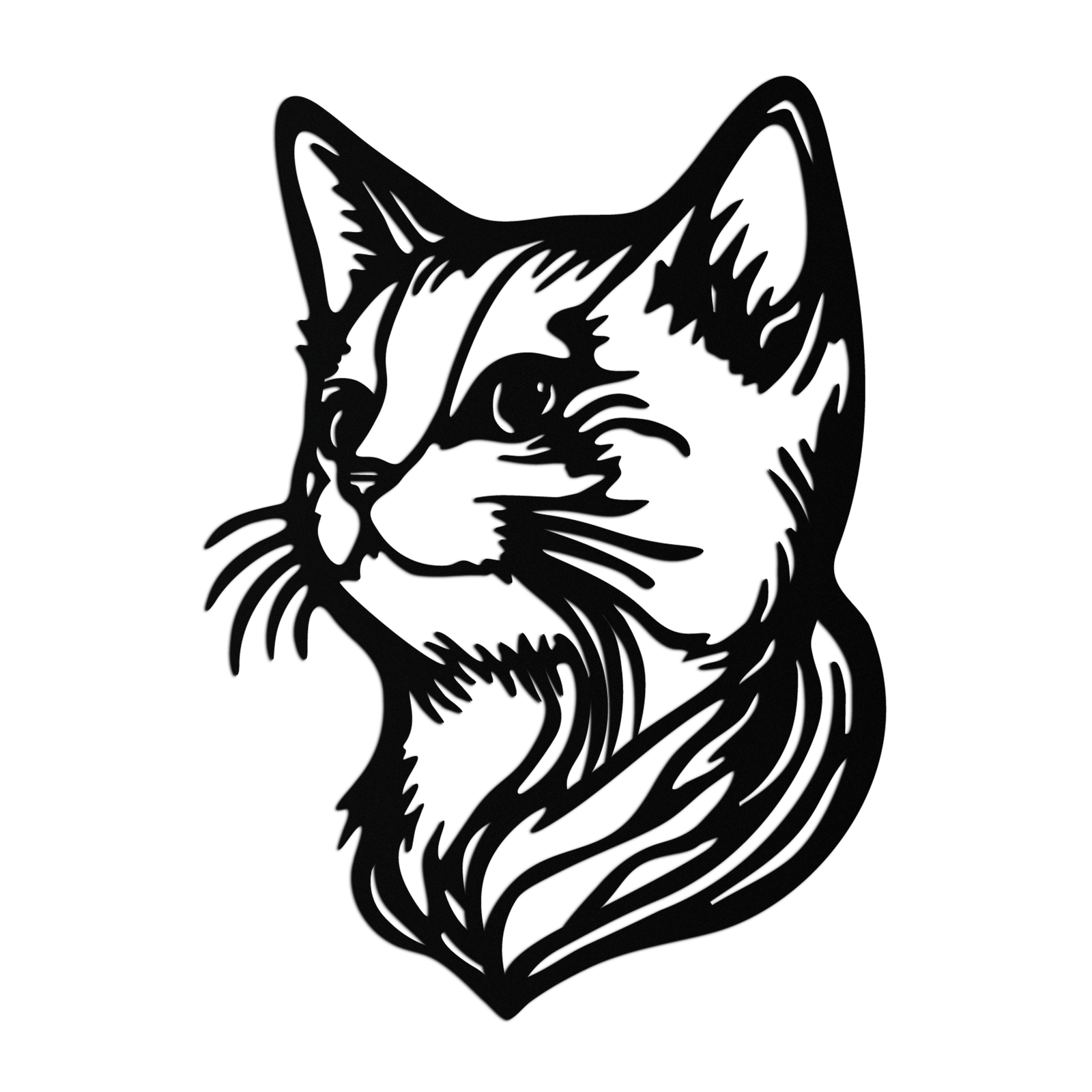 Zarif Kedi Başı Silüeti Metal Duvar Sanatı – Kedi Esintili Dekoratif Parça- KAF684