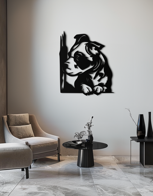 Load image into Gallery viewer, Cute Puppy Peeking Silhouette Metal Wall Art – Adorable Dog Decor for Pet Lovers- KAF685
