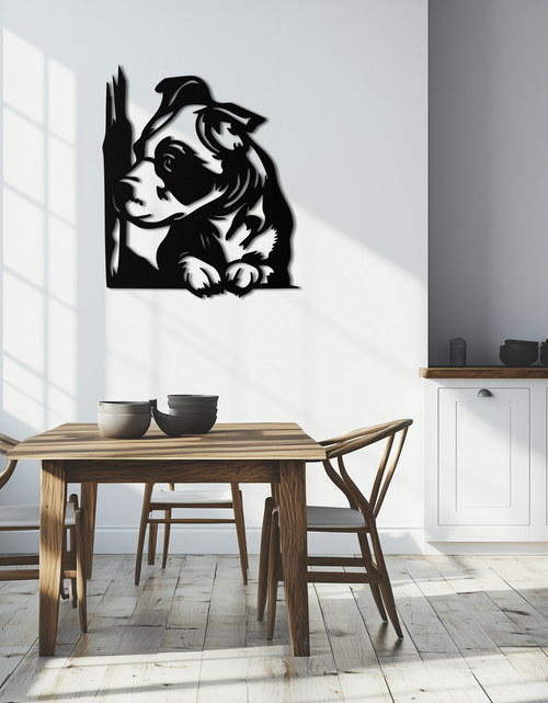 Load image into Gallery viewer, Cute Puppy Peeking Silhouette Metal Wall Art – Adorable Dog Decor for Pet Lovers- KAF685
