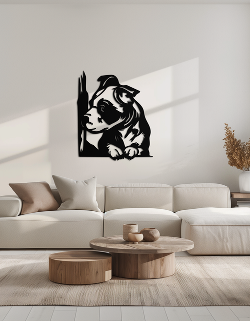Load image into Gallery viewer, Cute Puppy Peeking Silhouette Metal Wall Art – Adorable Dog Decor for Pet Lovers- KAF685
