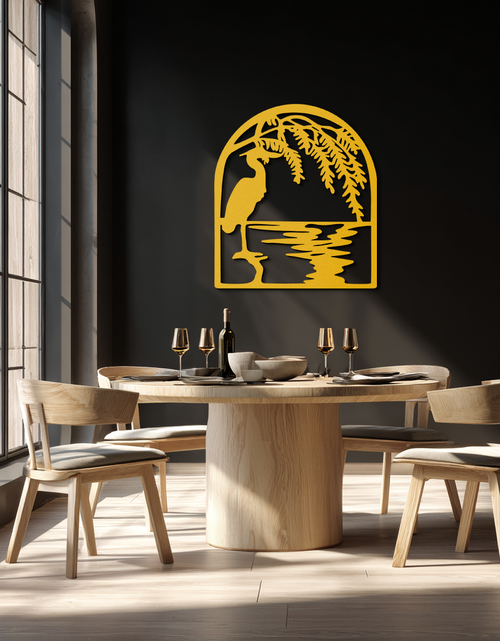 Load image into Gallery viewer, Flamingo Lake Scene Metal Wall Art – Tranquil Nature-Inspired Silhouette for Home Decor- KAF686
