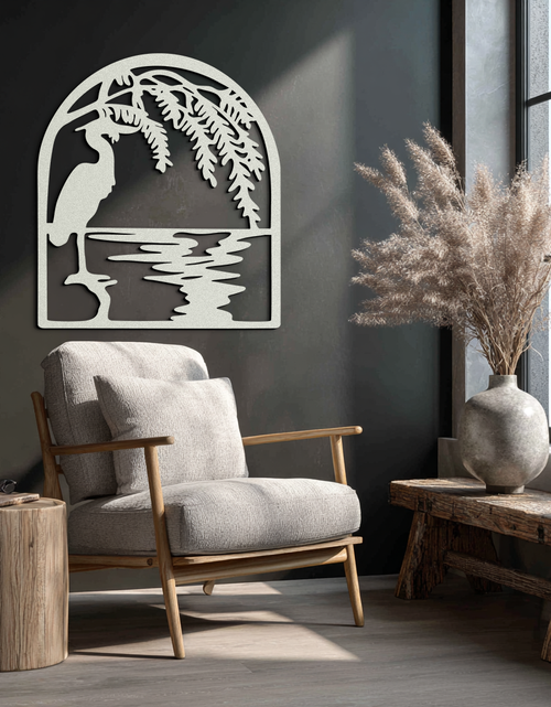 Load image into Gallery viewer, Flamingo Lake Scene Metal Wall Art – Tranquil Nature-Inspired Silhouette for Home Decor- KAF686
