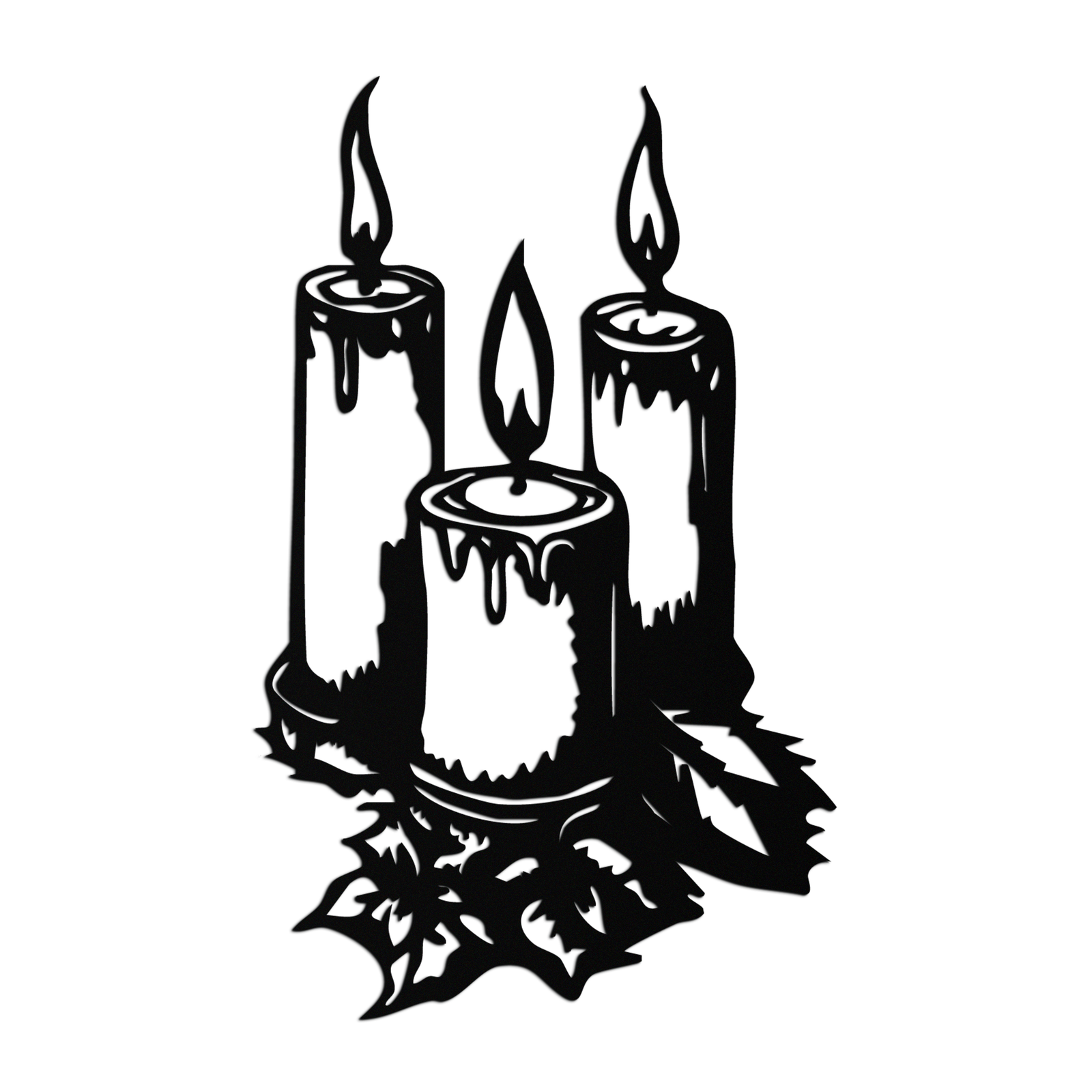 Three Candle Silhouette Metal Wall Art – Elegant Festive Decor for Cozy Interiors- KAF687