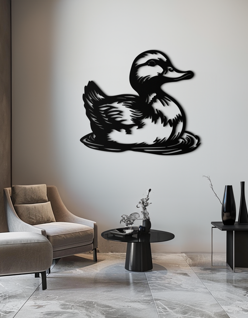 Load image into Gallery viewer, Duckling Metal Wall Art – Adorable Animal Silhouette for Farmhouse or Kids&#39; Room Decor- KAF688
