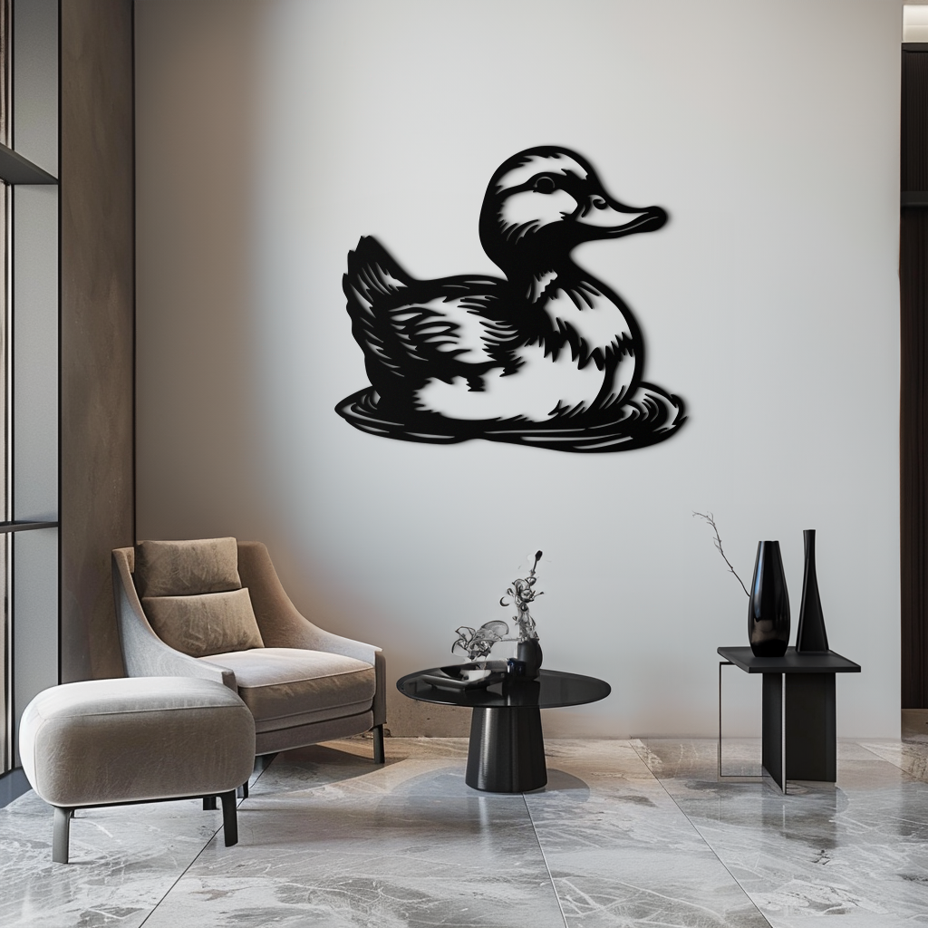 Duckling Metal Wall Art – Adorable Animal Silhouette for Farmhouse or Kids' Room Decor- KAF688