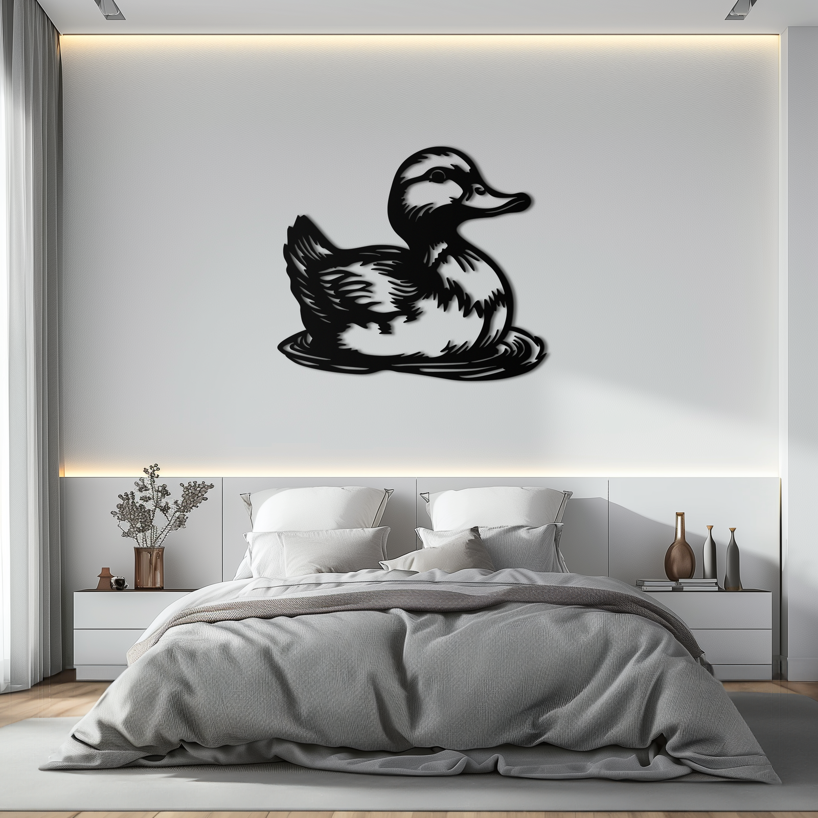 Duckling Metal Wall Art – Adorable Animal Silhouette for Farmhouse or Kids' Room Decor- KAF688