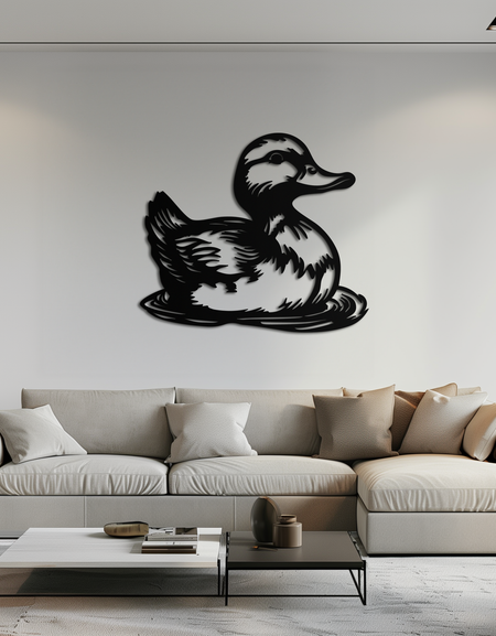 Duckling Metal Wall Art – Adorable Animal Silhouette for Farmhouse or Kids' Room Decor- KAF688