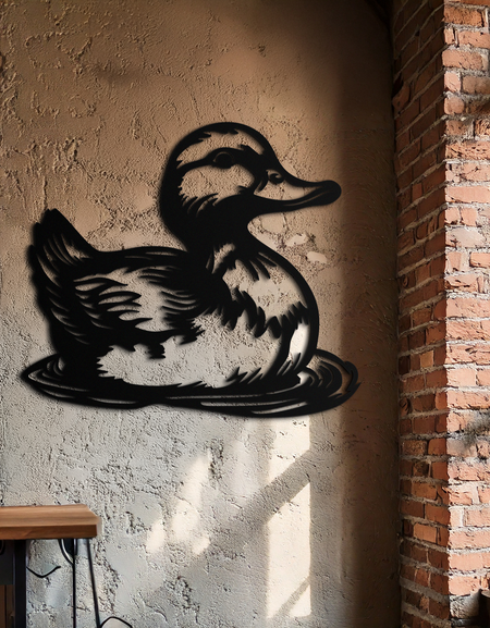 Duckling Metal Wall Art – Adorable Animal Silhouette for Farmhouse or Kids' Room Decor- KAF688