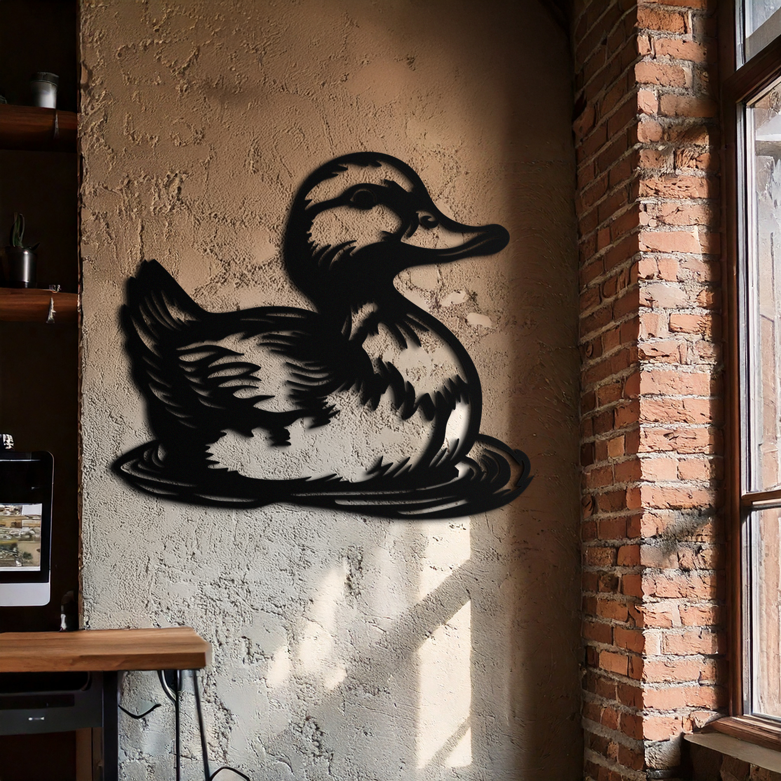Duckling Metal Wall Art – Adorable Animal Silhouette for Farmhouse or Kids' Room Decor- KAF688