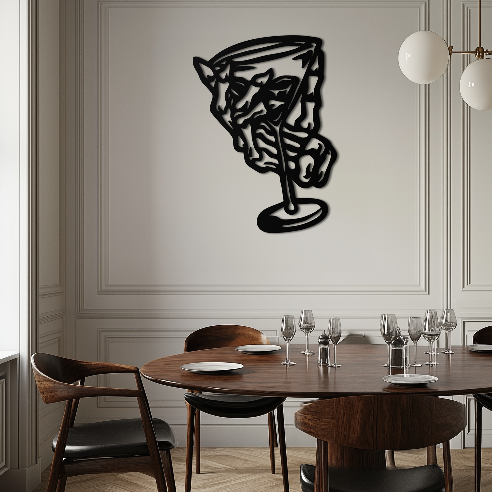 Wine Glass Silhouette Metal Wall Art – Artistic Bar Decor for Wine Lovers- KAF689