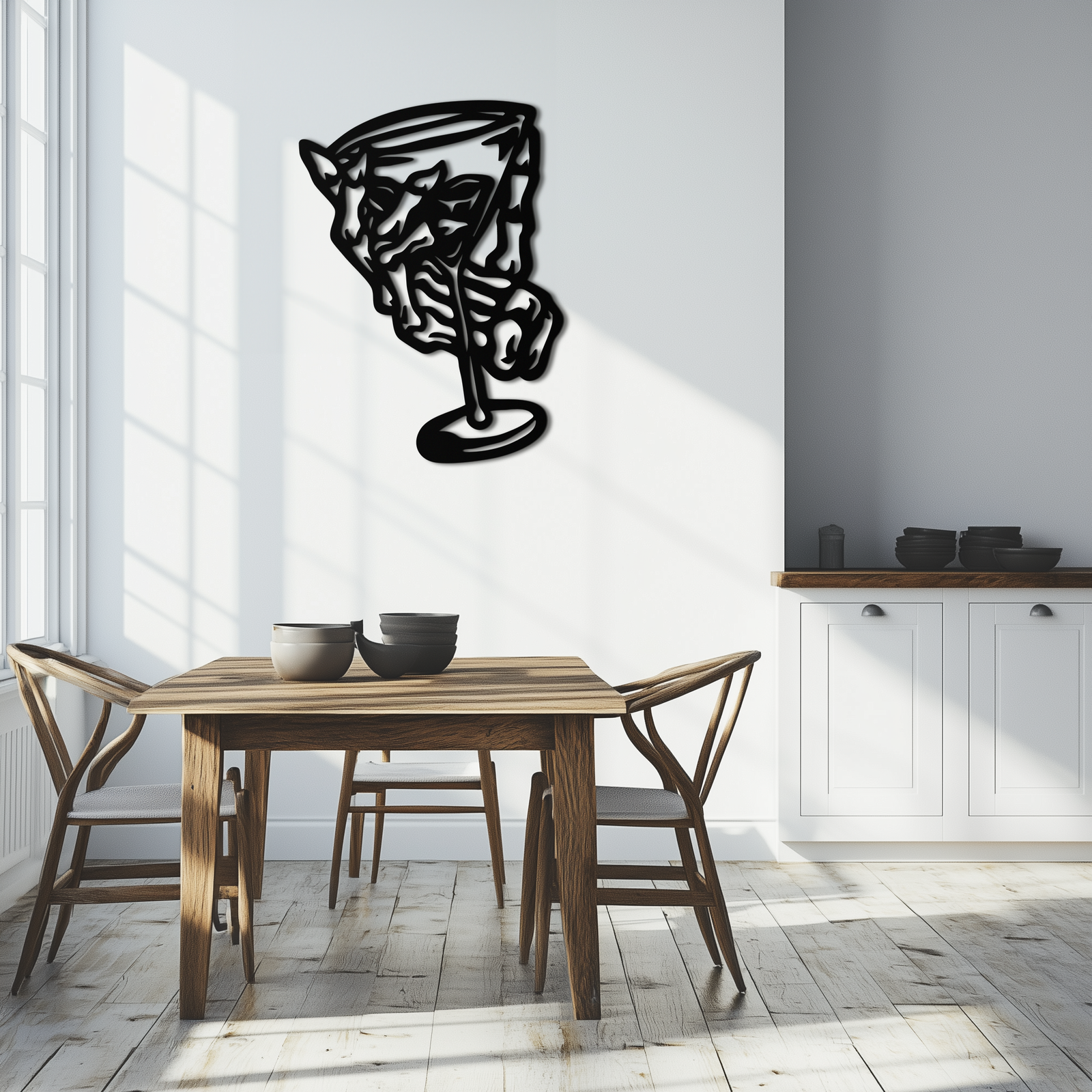 Wine Glass Silhouette Metal Wall Art – Artistic Bar Decor for Wine Lovers- KAF689