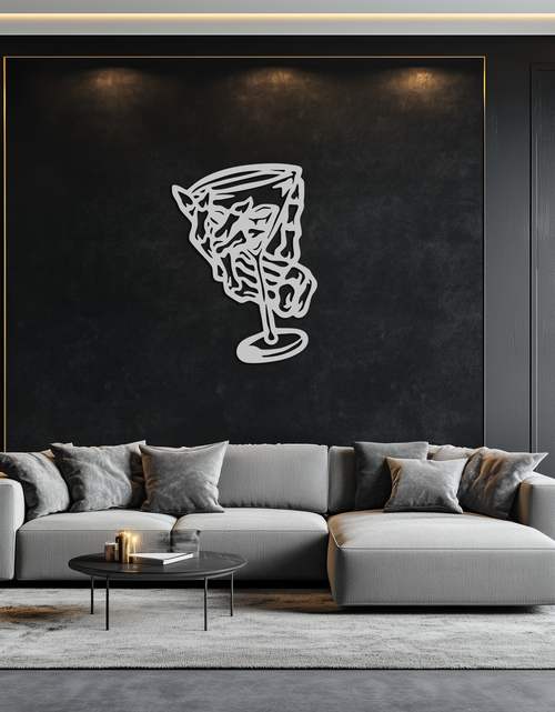 Load image into Gallery viewer, Wine Glass Silhouette Metal Wall Art – Artistic Bar Decor for Wine Lovers- KAF689
