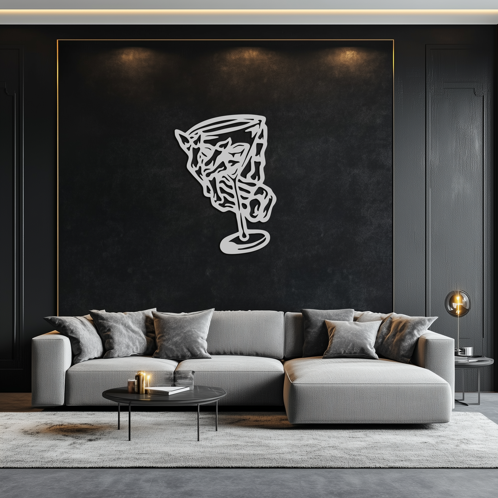 Wine Glass Silhouette Metal Wall Art – Artistic Bar Decor for Wine Lovers- KAF689