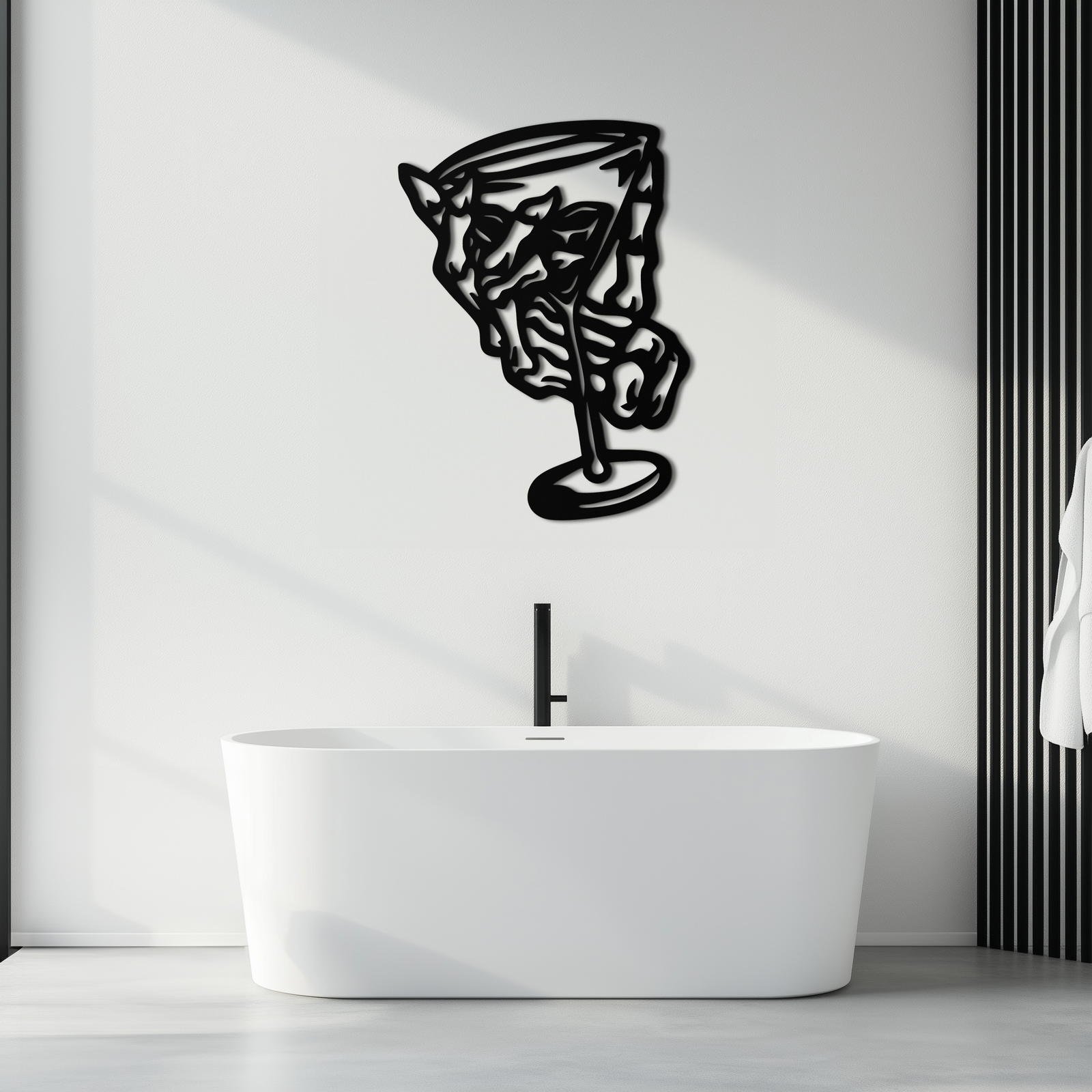 Wine Glass Silhouette Metal Wall Art – Artistic Bar Decor for Wine Lovers- KAF689
