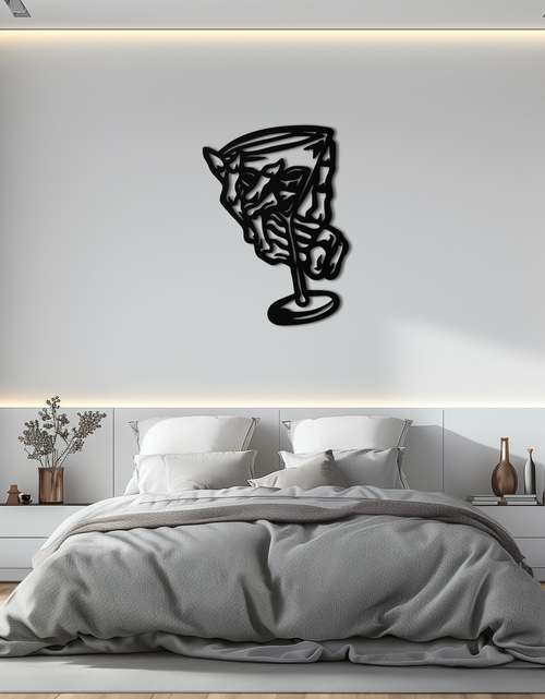 Load image into Gallery viewer, Wine Glass Silhouette Metal Wall Art – Artistic Bar Decor for Wine Lovers- KAF689
