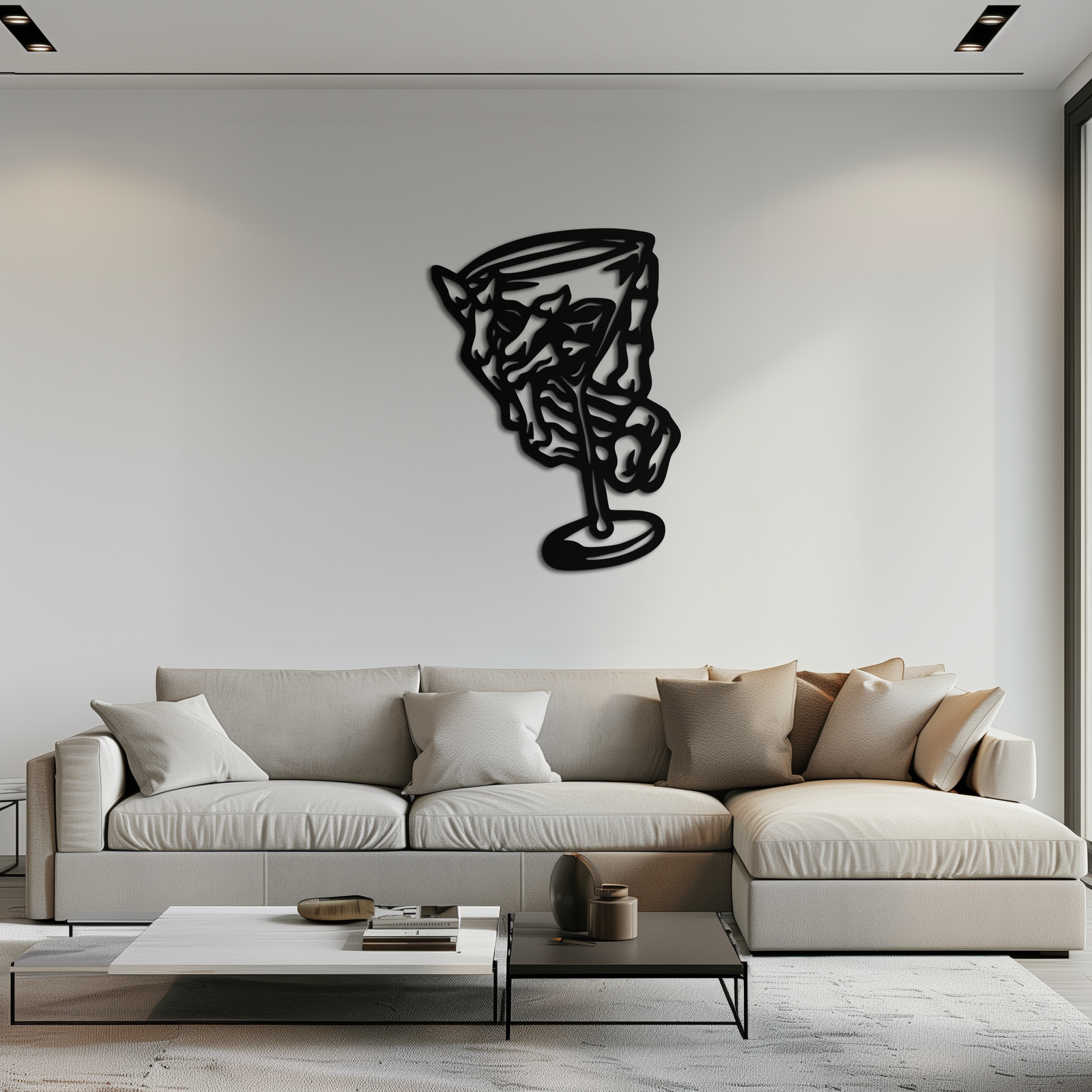 Wine Glass Silhouette Metal Wall Art – Artistic Bar Decor for Wine Lovers- KAF689