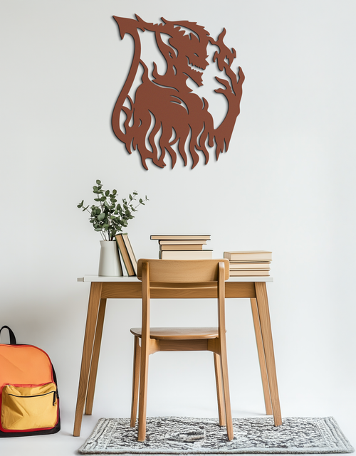 Load image into Gallery viewer, Flame Demon Silhouette Metal Wall Art – Fiery Devil Design for Bold Interiors- KAF690
