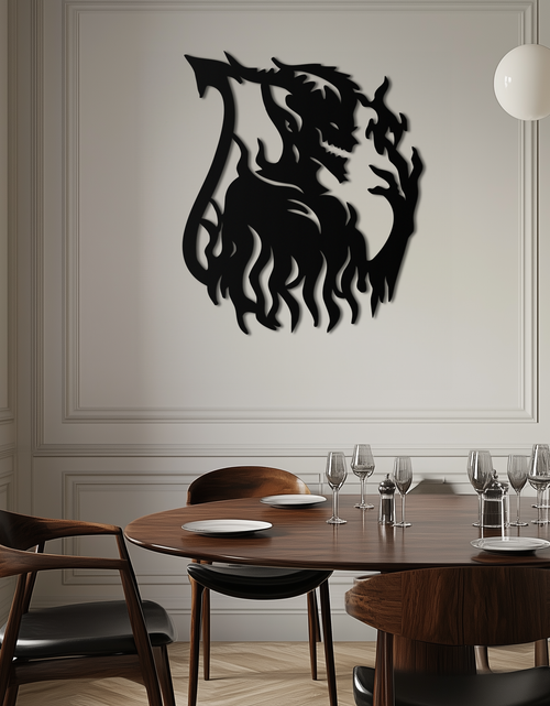 Load image into Gallery viewer, Flame Demon Silhouette Metal Wall Art – Fiery Devil Design for Bold Interiors- KAF690
