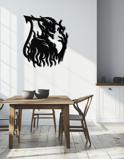 Load image into Gallery viewer, Flame Demon Silhouette Metal Wall Art – Fiery Devil Design for Bold Interiors- KAF690

