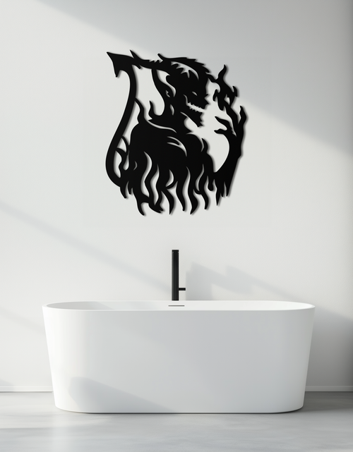 Load image into Gallery viewer, Flame Demon Silhouette Metal Wall Art – Fiery Devil Design for Bold Interiors- KAF690

