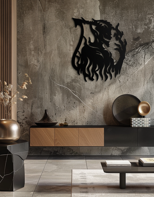 Load image into Gallery viewer, Flame Demon Silhouette Metal Wall Art – Fiery Devil Design for Bold Interiors- KAF690
