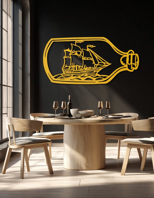 Load image into Gallery viewer, Sailboat in a Bottle Metal Wall Art – Nautical-Inspired Silhouette for Ocean Dreamers- KAF692
