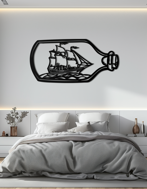 Load image into Gallery viewer, Sailboat in a Bottle Metal Wall Art – Nautical-Inspired Silhouette for Ocean Dreamers- KAF692
