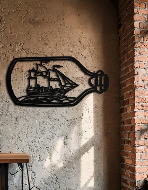 Load image into Gallery viewer, Sailboat in a Bottle Metal Wall Art – Nautical-Inspired Silhouette for Ocean Dreamers- KAF692
