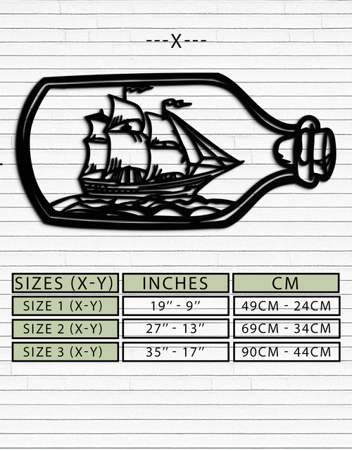 Load image into Gallery viewer, Sailboat in a Bottle Metal Wall Art – Nautical-Inspired Silhouette for Ocean Dreamers- KAF692
