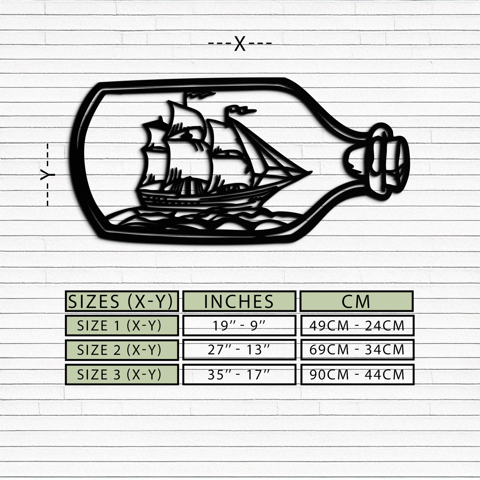 Sailboat in a Bottle Metal Wall Art – Nautical-Inspired Silhouette for Ocean Dreamers- KAF692