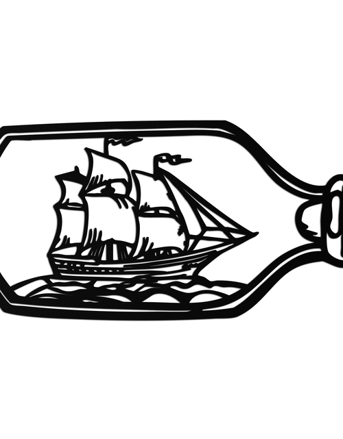 Load image into Gallery viewer, Sailboat in a Bottle Metal Wall Art – Nautical-Inspired Silhouette for Ocean Dreamers- KAF692
