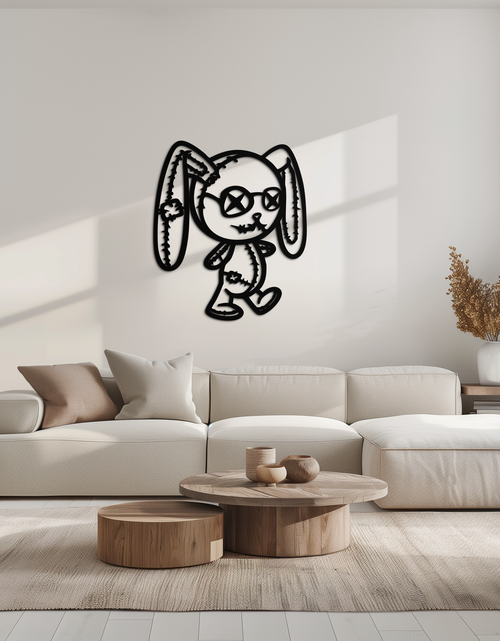 Resmi Galeri görüntüleyicisine yükleyin, Patchwork Bunny Metal Duvar Sanatı – Rahat Mekanlar İçin Tuhaf Siluet Tasarımı - KAF693
