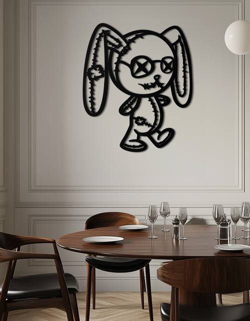 Resmi Galeri görüntüleyicisine yükleyin, Patchwork Bunny Metal Duvar Sanatı – Rahat Mekanlar İçin Tuhaf Siluet Tasarımı - KAF693
