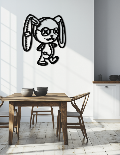 Resmi Galeri görüntüleyicisine yükleyin, Patchwork Bunny Metal Duvar Sanatı – Rahat Mekanlar İçin Tuhaf Siluet Tasarımı - KAF693
