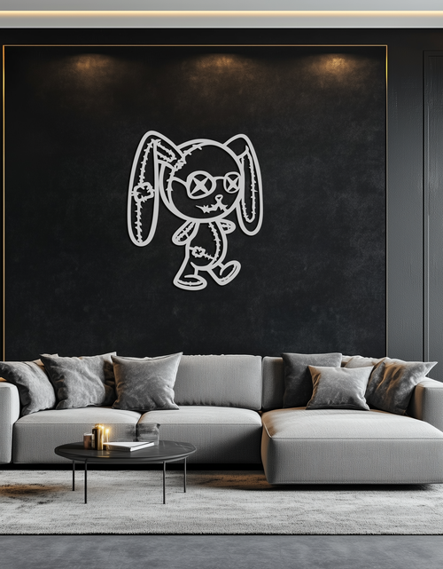 Resmi Galeri görüntüleyicisine yükleyin, Patchwork Bunny Metal Duvar Sanatı – Rahat Mekanlar İçin Tuhaf Siluet Tasarımı - KAF693
