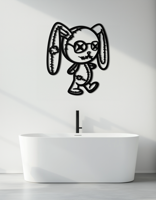 Resmi Galeri görüntüleyicisine yükleyin, Patchwork Bunny Metal Duvar Sanatı – Rahat Mekanlar İçin Tuhaf Siluet Tasarımı - KAF693

